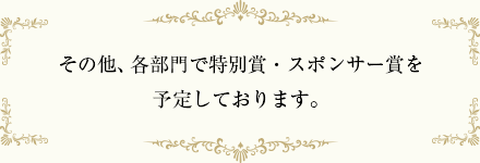 その他、各部門で特別賞・スポンサー賞を予定しております。